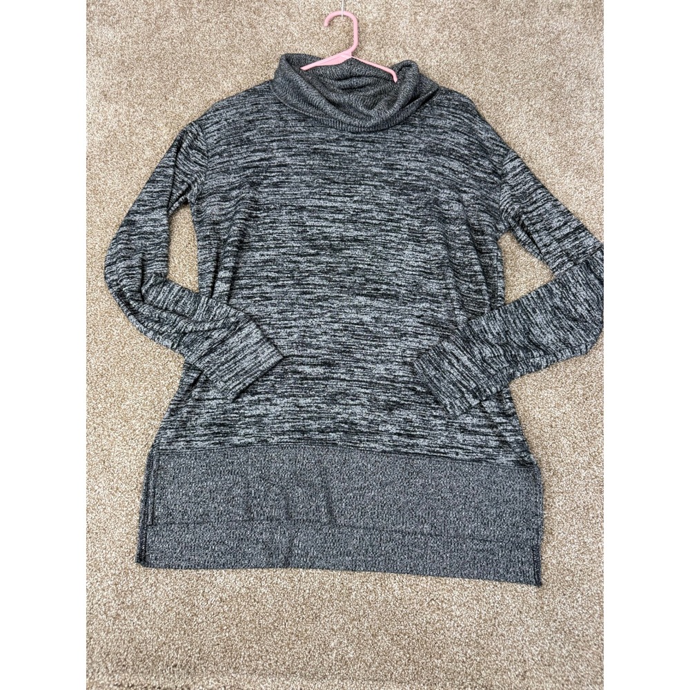 GAP Womens Small Grey Marled Cowl Neck Long Sleeve Ribbed Hem Tunic Top Sweater